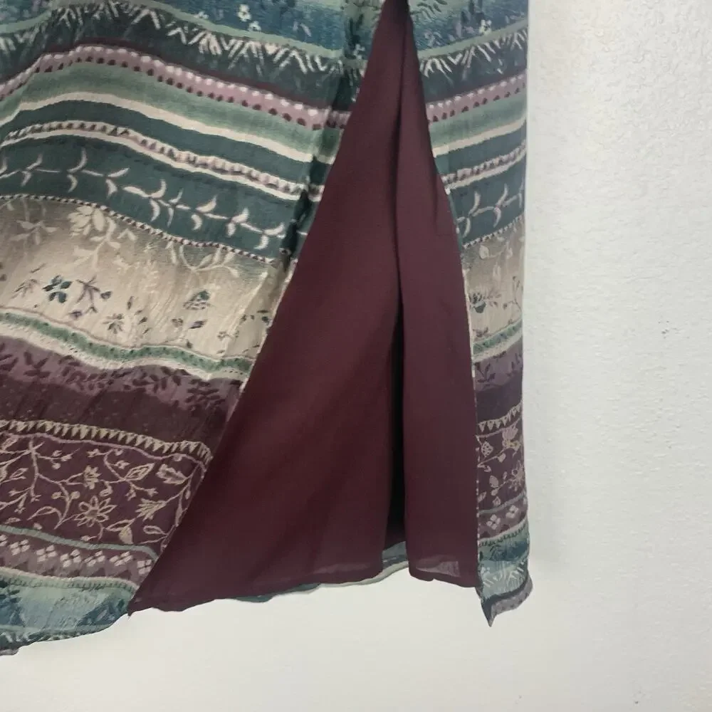 Vintage Skirt Womens 10 Maxi 100% Silk Boho Cottagecore Whimsigoth Peasant Indie